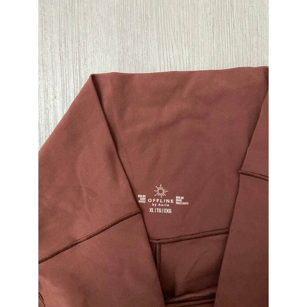 Aerie Crossover Flare Leggings Brown XL High Rise Yoga Pants - Picture 4 of 5